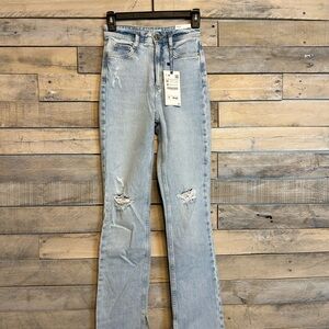 Zara slim flare distressed jeans size 0